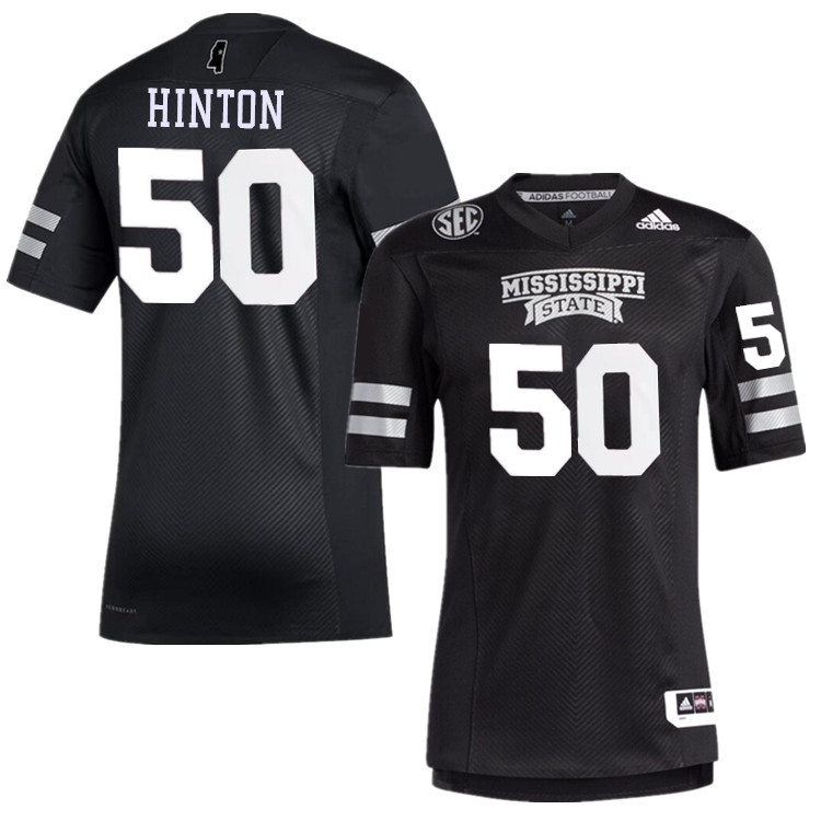 Men #50 TB Hinton Mississippi State Bulldogs College Football Jerseys Stitched-Black